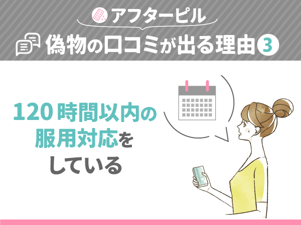 アフターピルが偽物の口コミが出る理由③：120時間以内の服用対応をしている