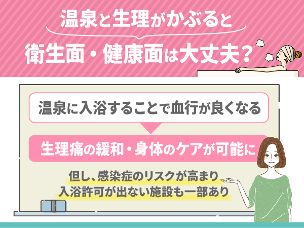 温泉と生理がかぶると衛生面・健康面は大丈夫？